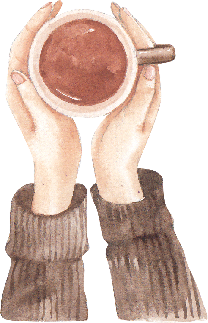 Watercolor Hands Holding a Coffee